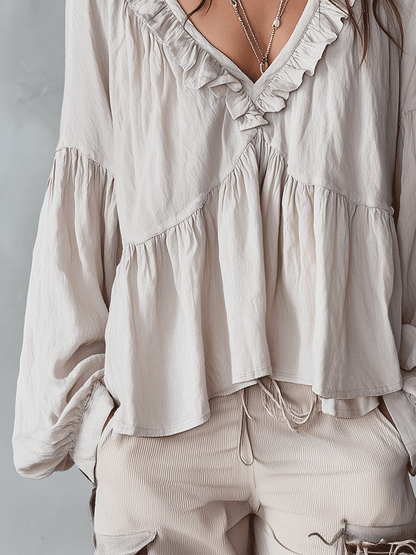 Airy Vintage-Inspired Ruffle Bohemian Blouse