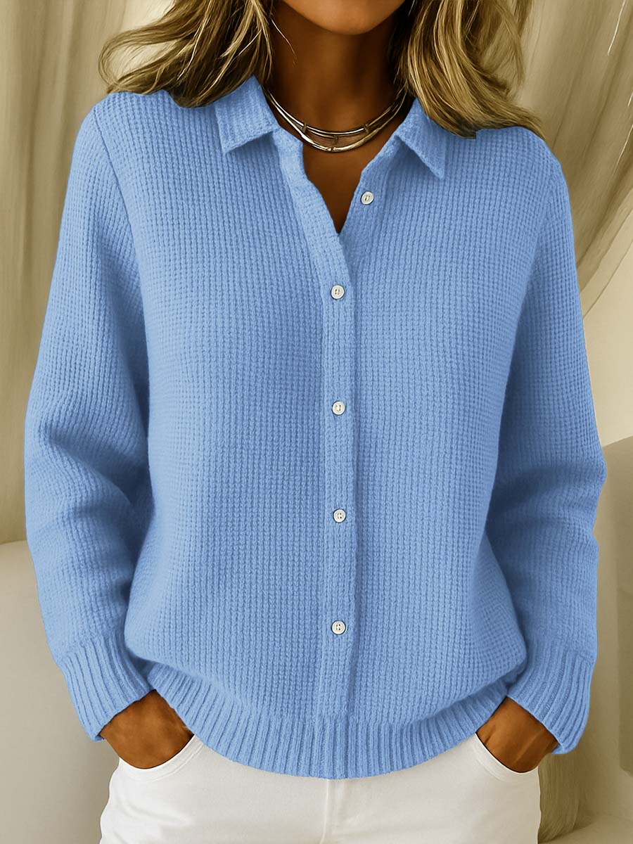Esmae – Slim Cotton Blend Collared Cardigan