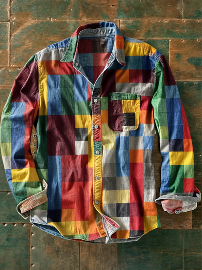 Sietse™ | Premium Patchwork Shirt – Unique Style & Comfortable Fit.
