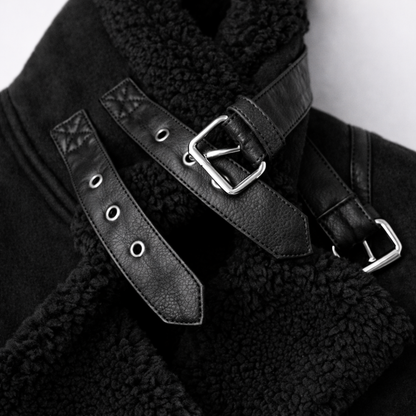 Caroline – Shearling Aviator Suede Jacket