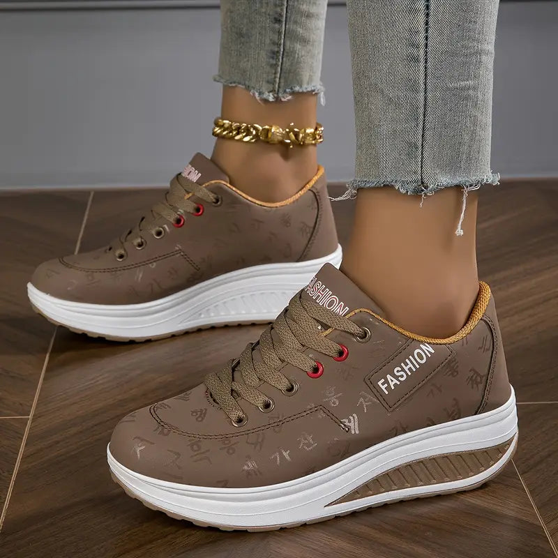 Brelina - Women's Platform Trainers with Laces, Synthetic Leather, Everyday Comfort
