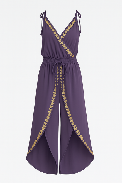 Lavinia – Open Back Elegant Jumpsuit with Gold Details