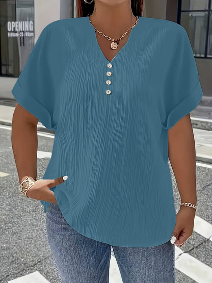 Elara™ | Luxe Pleated V-Neck Blouse