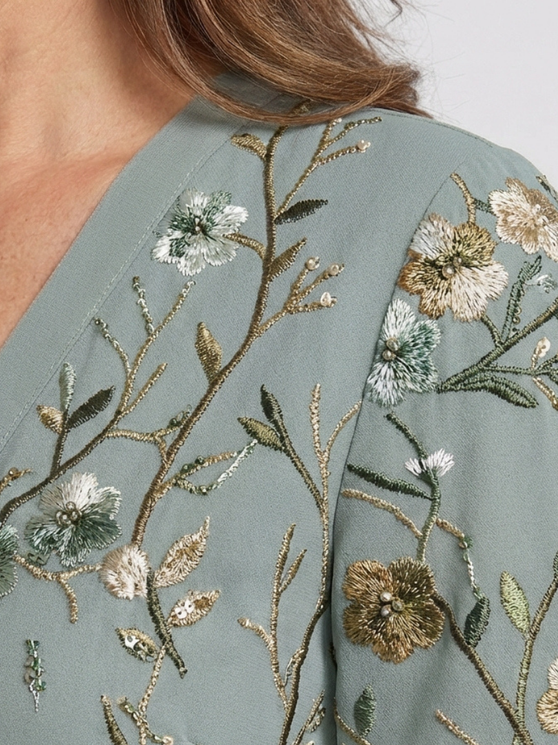 Evade | Floral V Neck Short Sleeve Maxi Dress