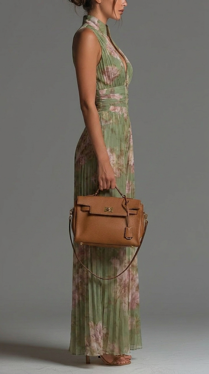 Hannah | Pleated Floral Chiffon Jumpsuit