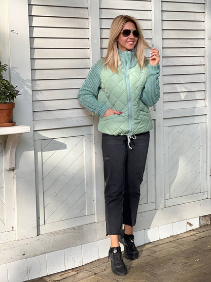 Hallie – Patchwork Knitted Jacket for Cozy Confidence