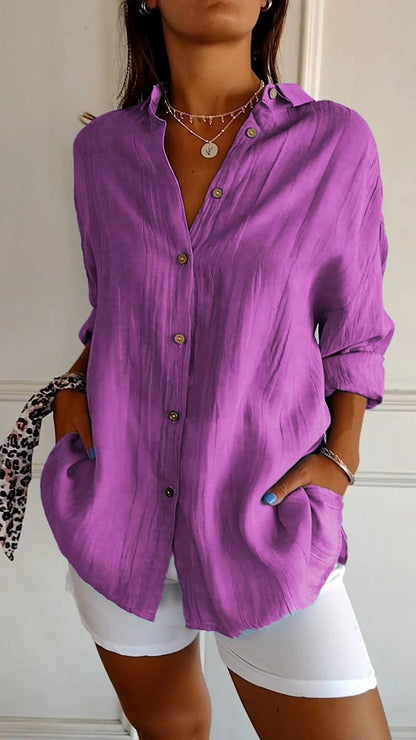 Women's Button-Down Shirt - Lightweight Casual Summer Top