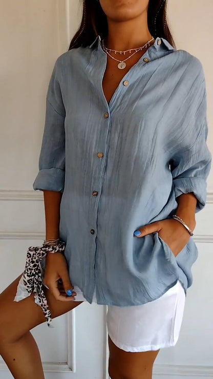 Women's Button-Down Shirt - Lightweight Casual Summer Top