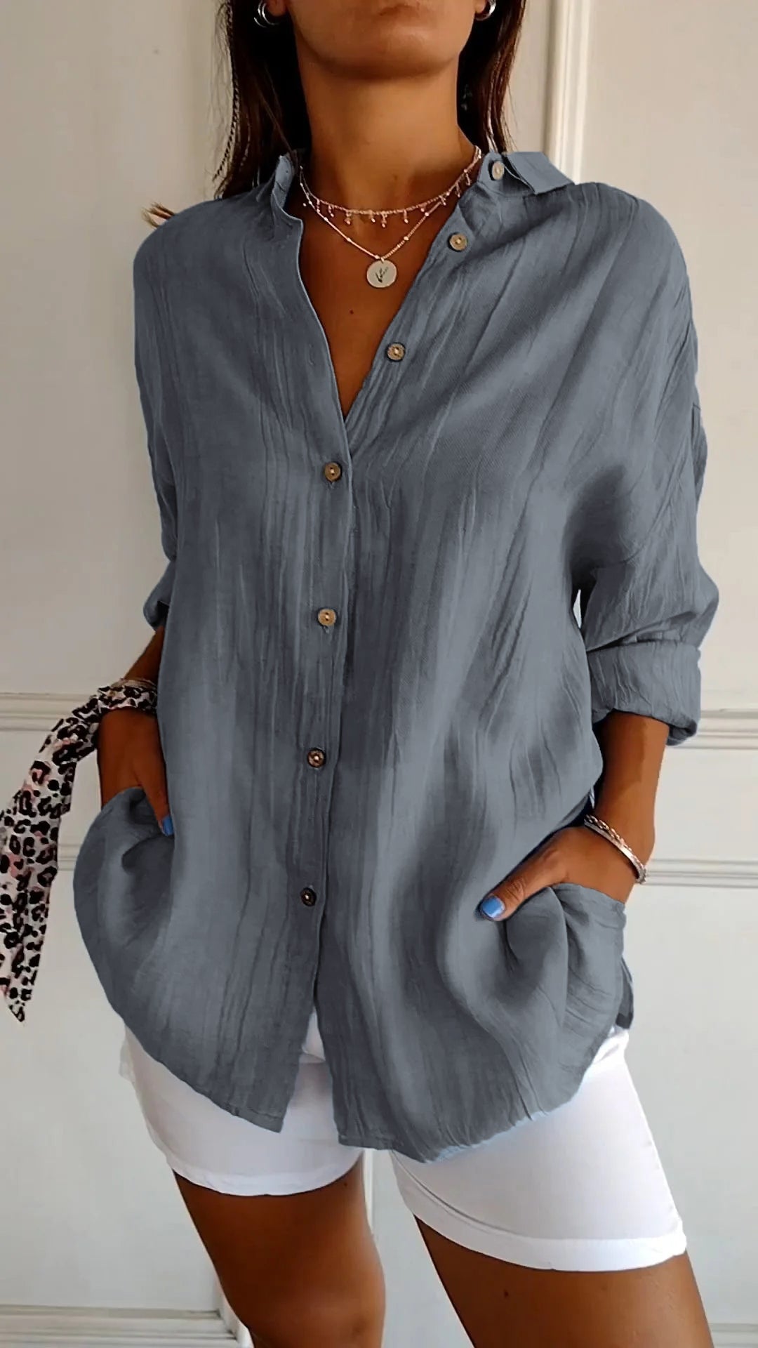 Women's Button-Down Shirt - Lightweight Casual Summer Top