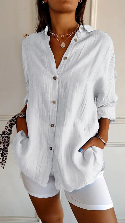 Women's Button-Down Shirt - Lightweight Casual Summer Top