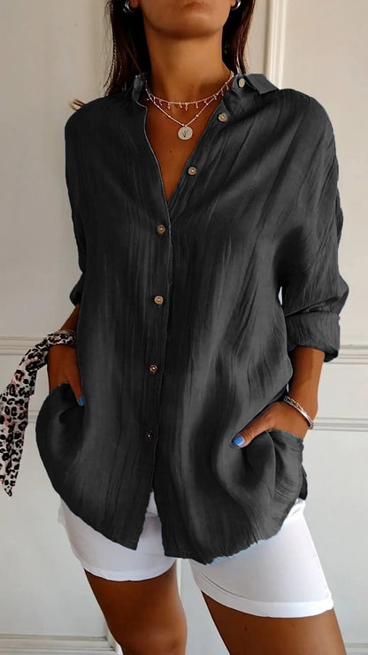 Women's Button-Down Shirt - Lightweight Casual Summer Top