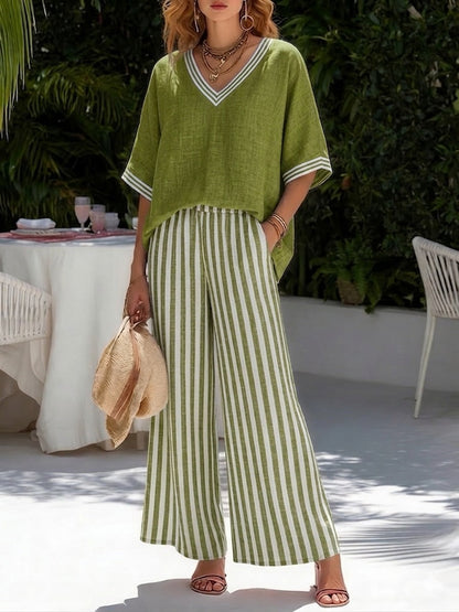 Nyla - Striped Linen & Cotton Set