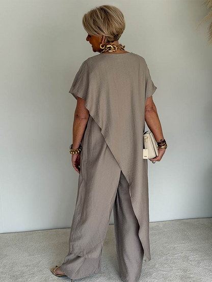 Liora - Cozy Asymmetrical Two-Piece Set