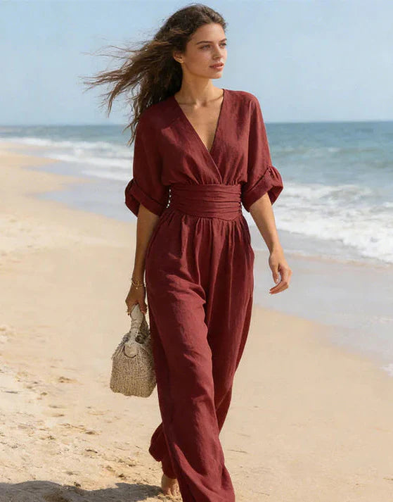 Kloe – Elegant V-Neck Wide-Leg Jumpsuit