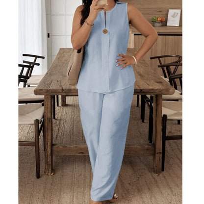 Nivara – Elegant Sleeveless Wide-Leg Co-Ord Set